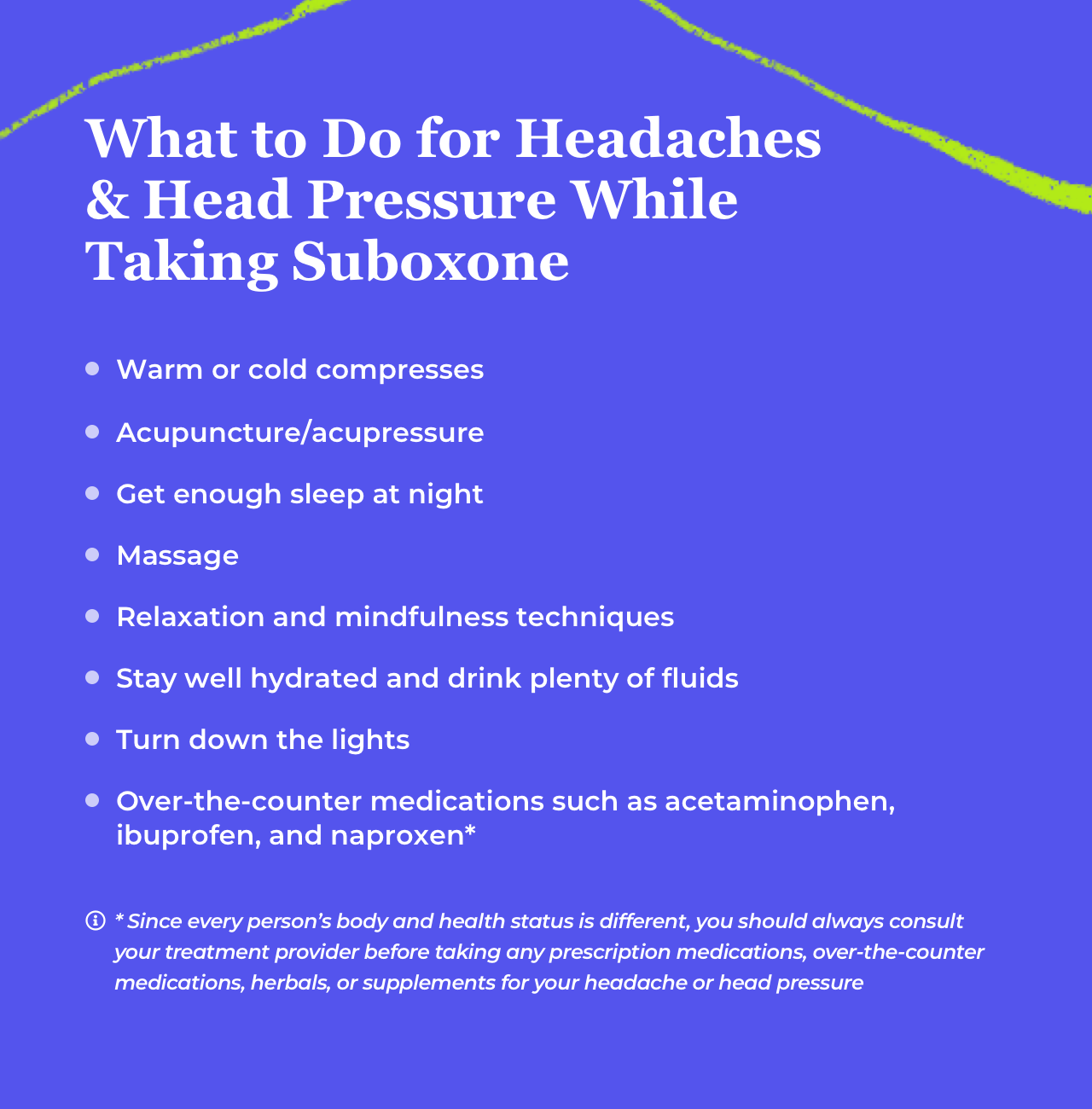 What can I do for headaches and head pressure while taking Suboxone